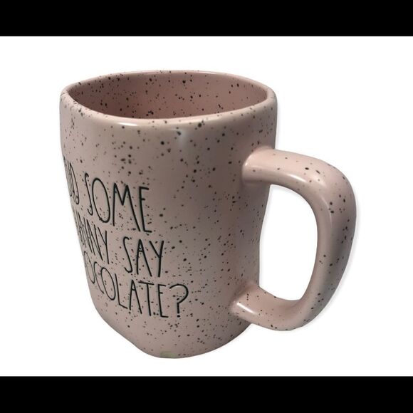 Rae Dunn DID SOME BUNNY SAY CHOCOLATE pink speckled mug - Picture 3 of 3